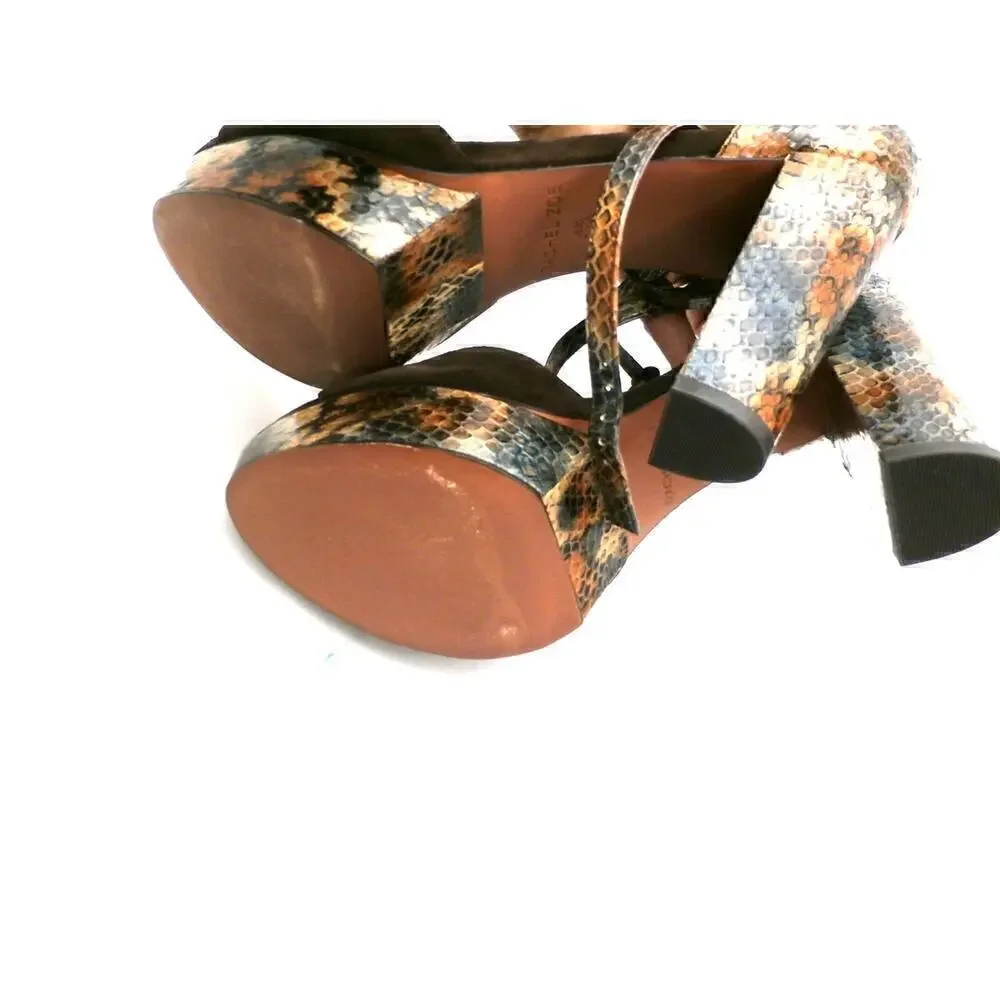 Rachel Zoe Paloma Snakeskin Suede Platform T Strap Sandals $295 NWOB Sz 10 B M